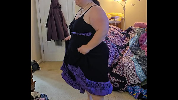 Bbw dance and strip in black dress
